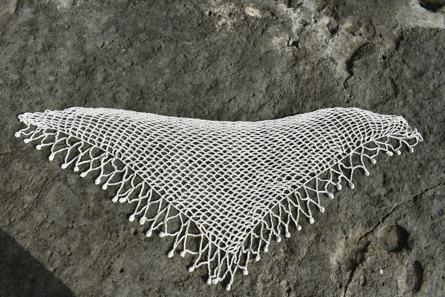 Pareo Crochet Cadeneta con flecos bolitas