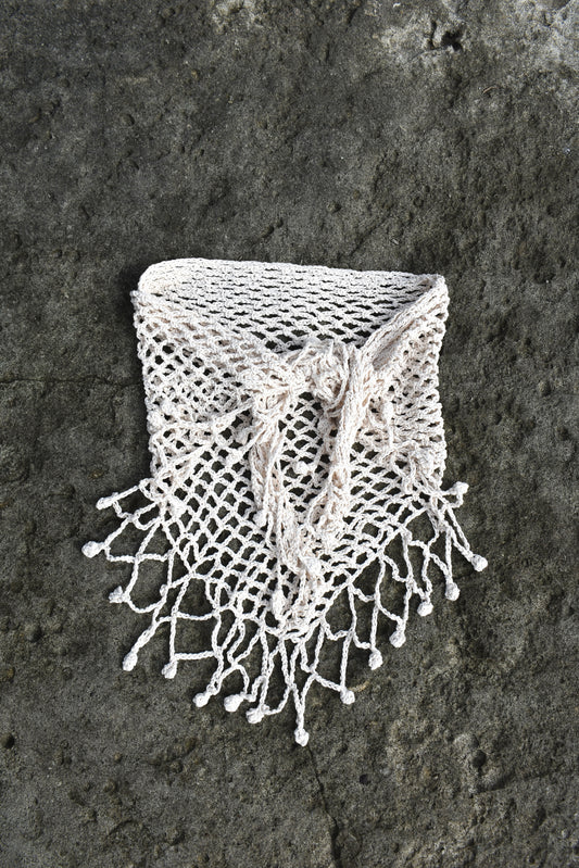 Pareo Crochet Cadeneta con flecos bolitas